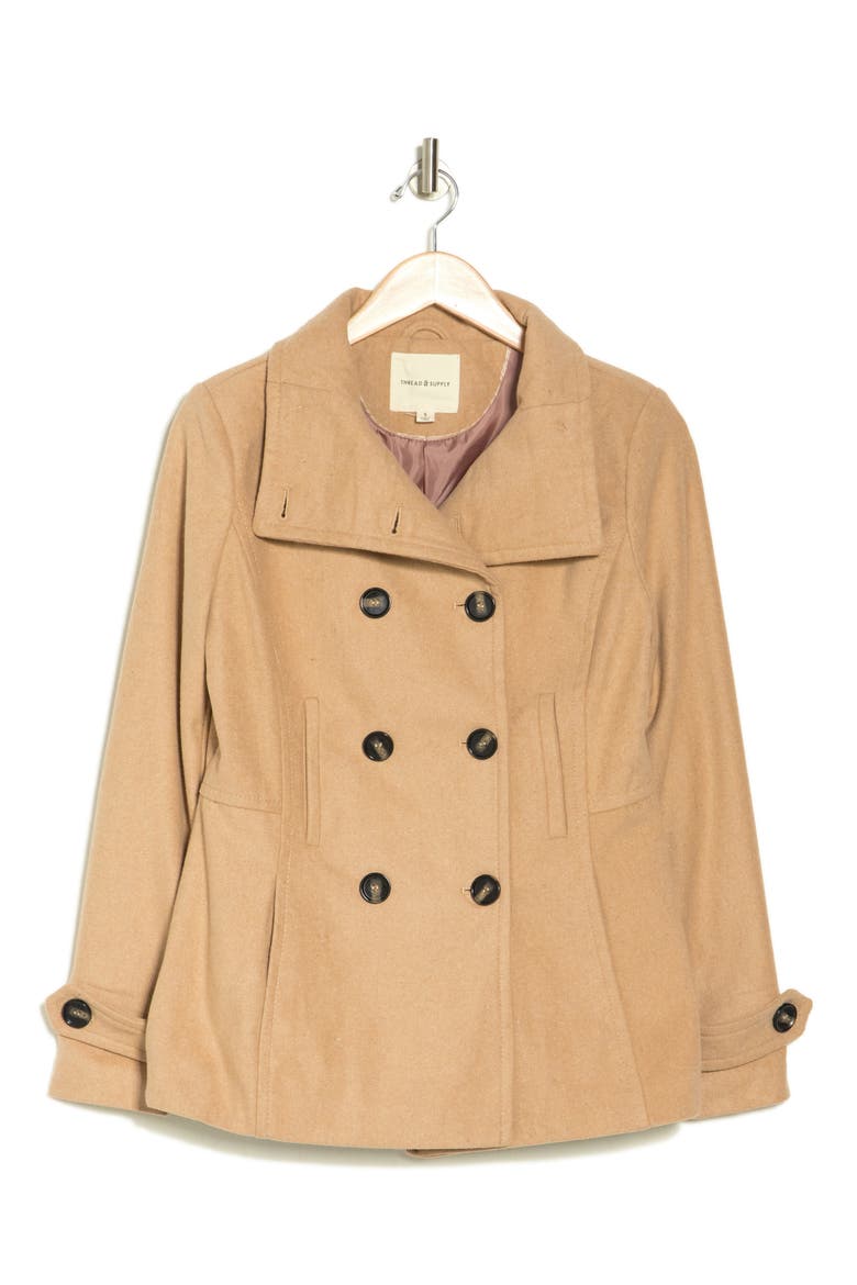 Double Breasted Peacoat, Alternate, color, CAMEL