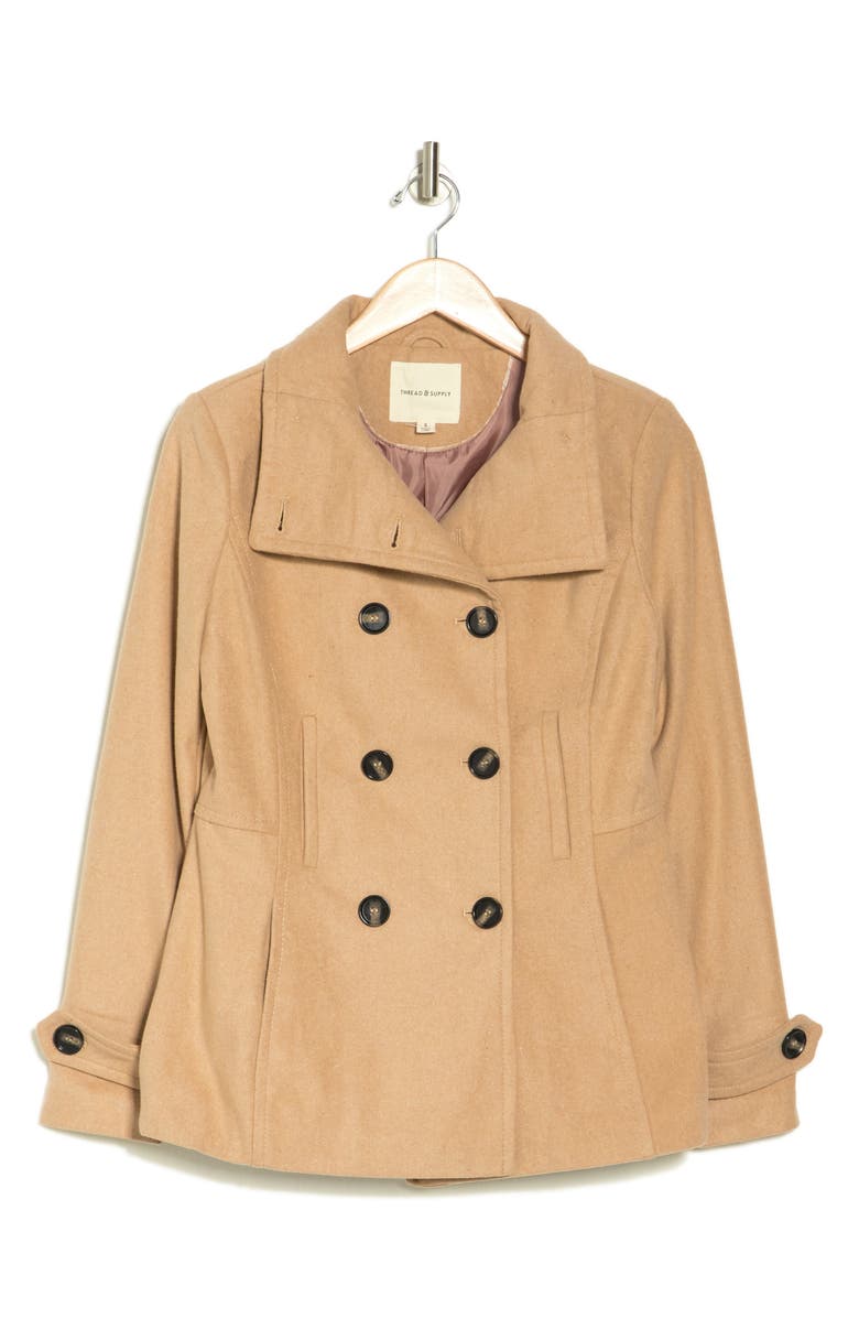 Thread & Supply Double Breasted Peacoat, Alternate, color, Camel