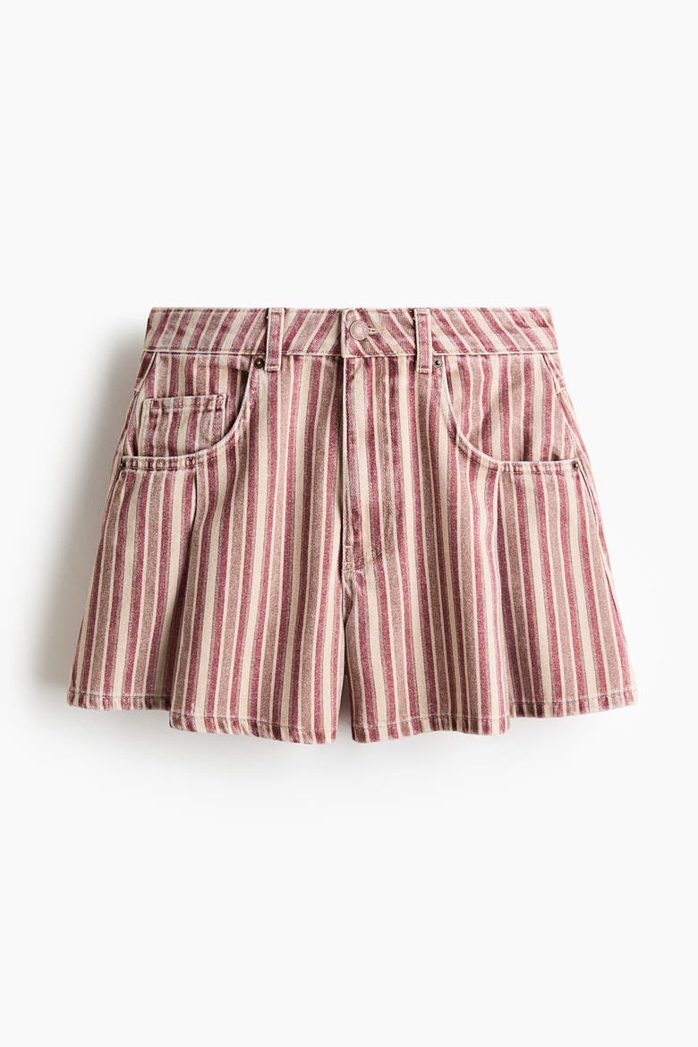 Cotton Denim Shorts, Alternate, color, Light beige/striped