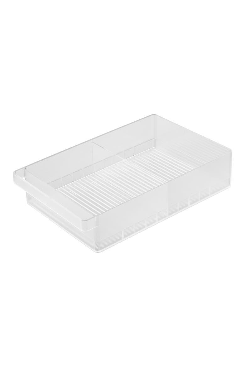 Wide Fridge Organizer Bin, Main, color, WHITE