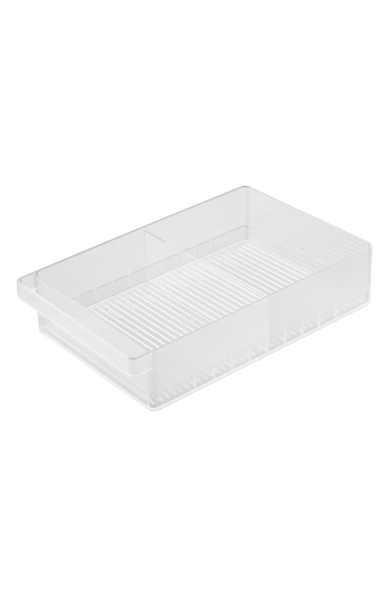 Yamazaki Wide Fridge Organizer Bin, Main, color, White