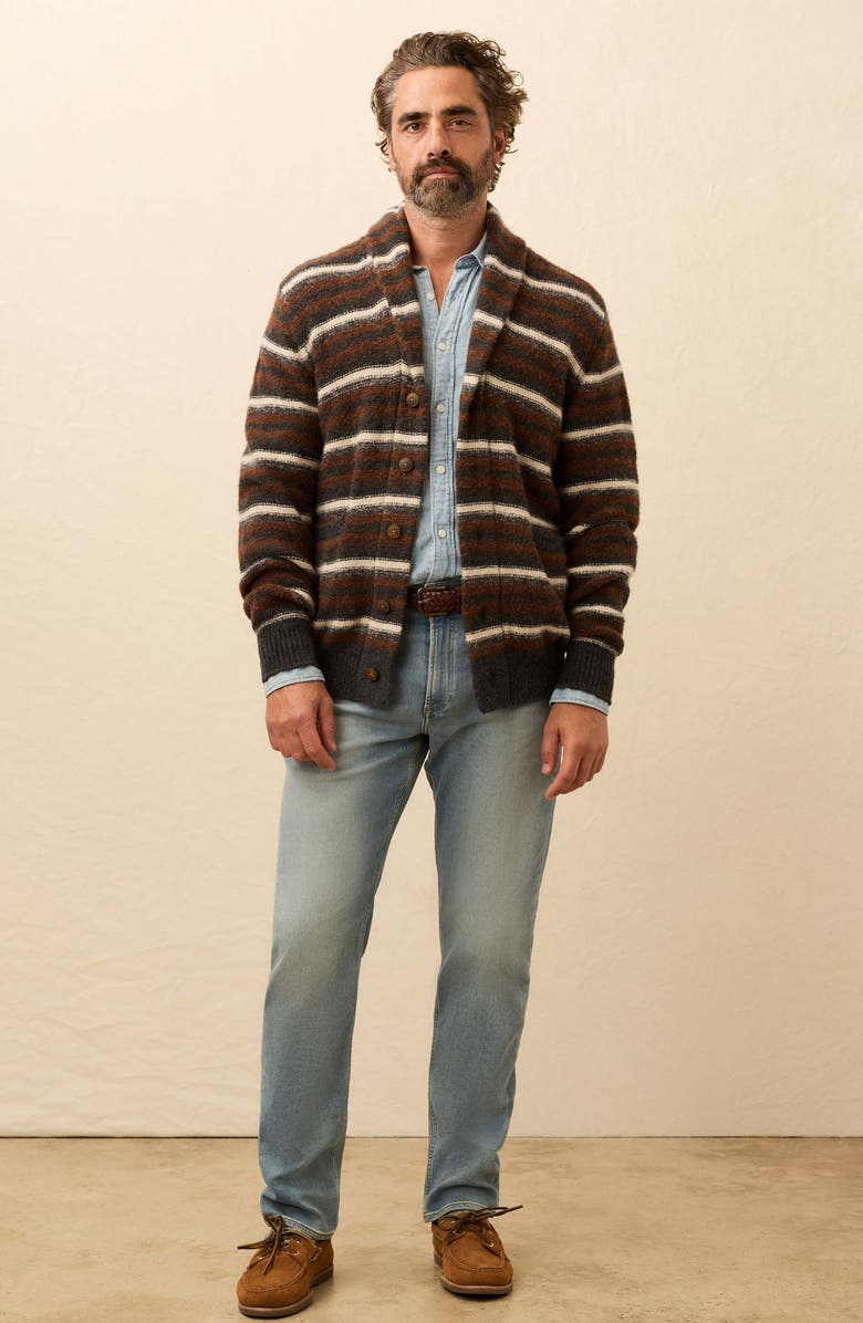 Faherty Stripe Merino Wool Blend Cardigan, Alternate, color, Rocky Peak Stripe