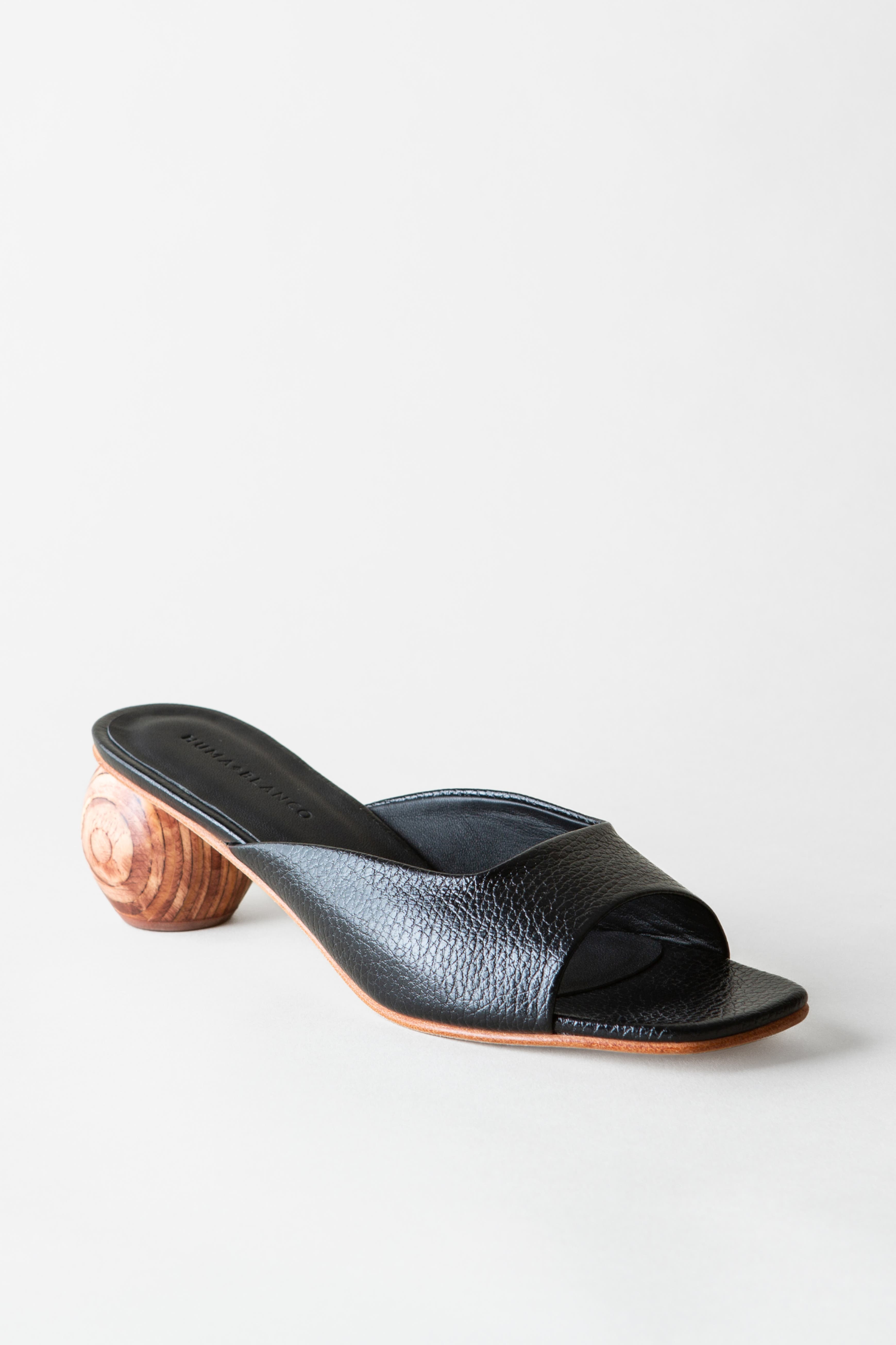 Noa Slide Sandal, Main, color, Pebbled Coal Patent