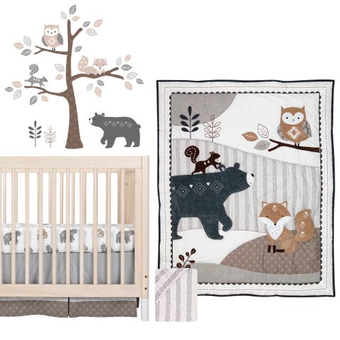 Woodland Forest Animal Nursery 5-Piece Baby Crib Bedding Set