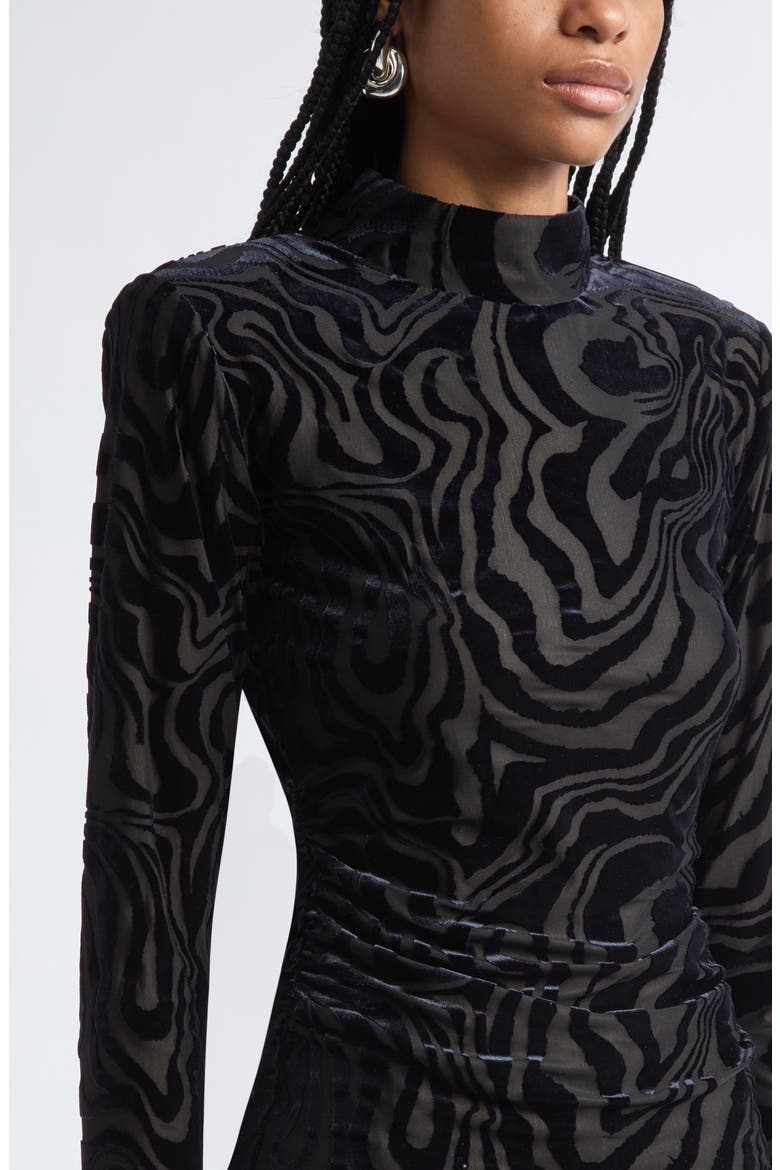 Annabelle Burnout Mock Neck Top, Alternate, color, BLACK SWIRL