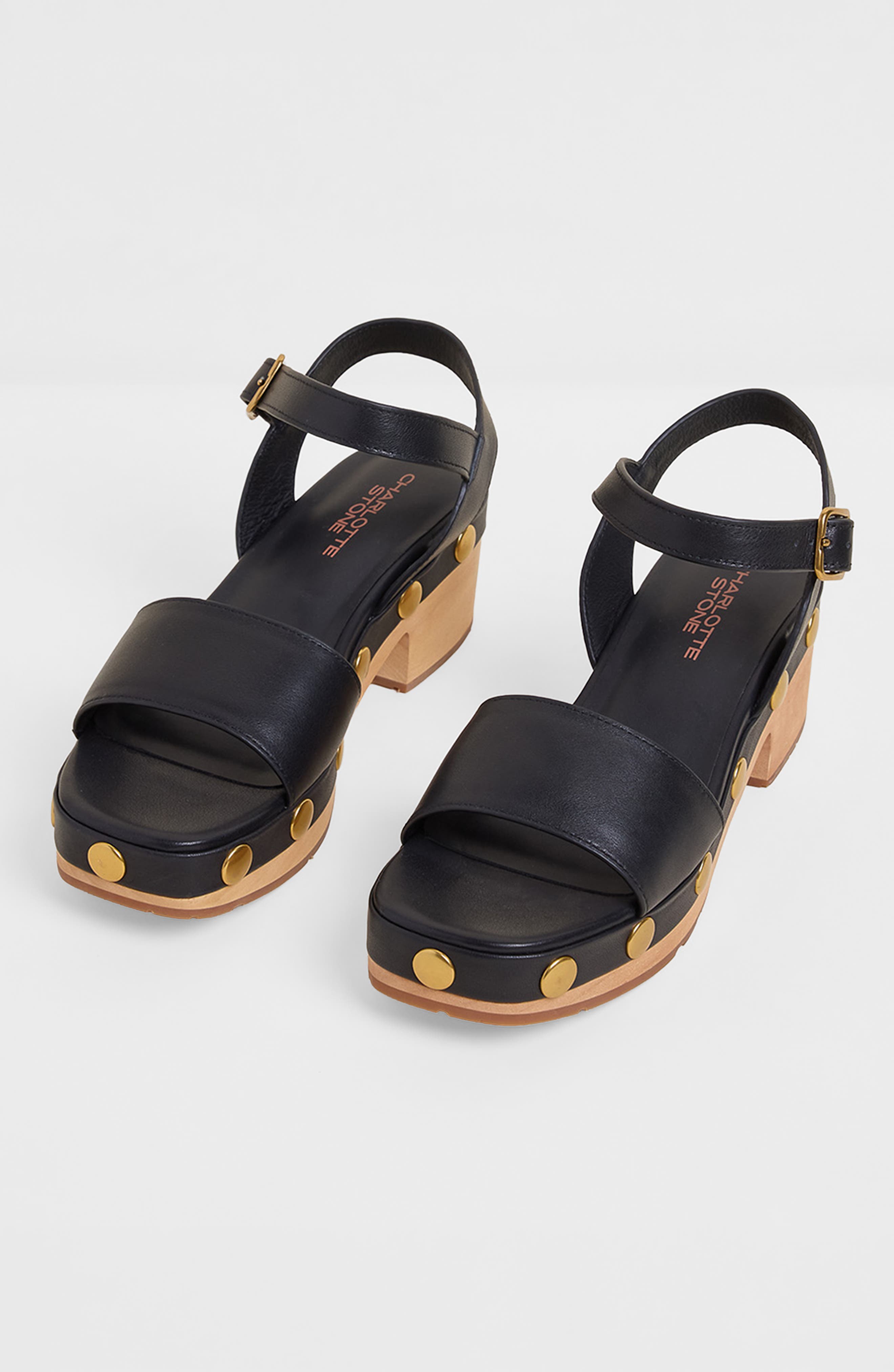 Charlotte Stone Allie Clog Sandal, Main, color, Black Stud