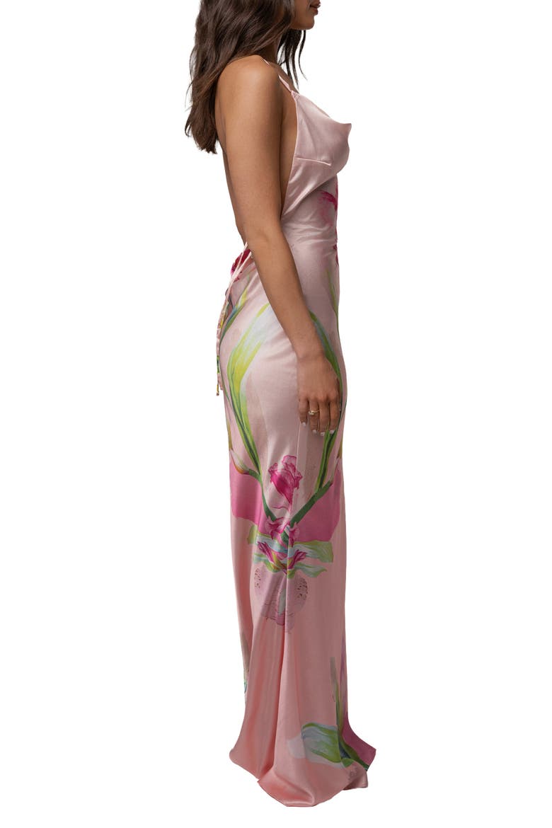 Satin Floral Print Maxi Dress, Alternate, color, Light Pink