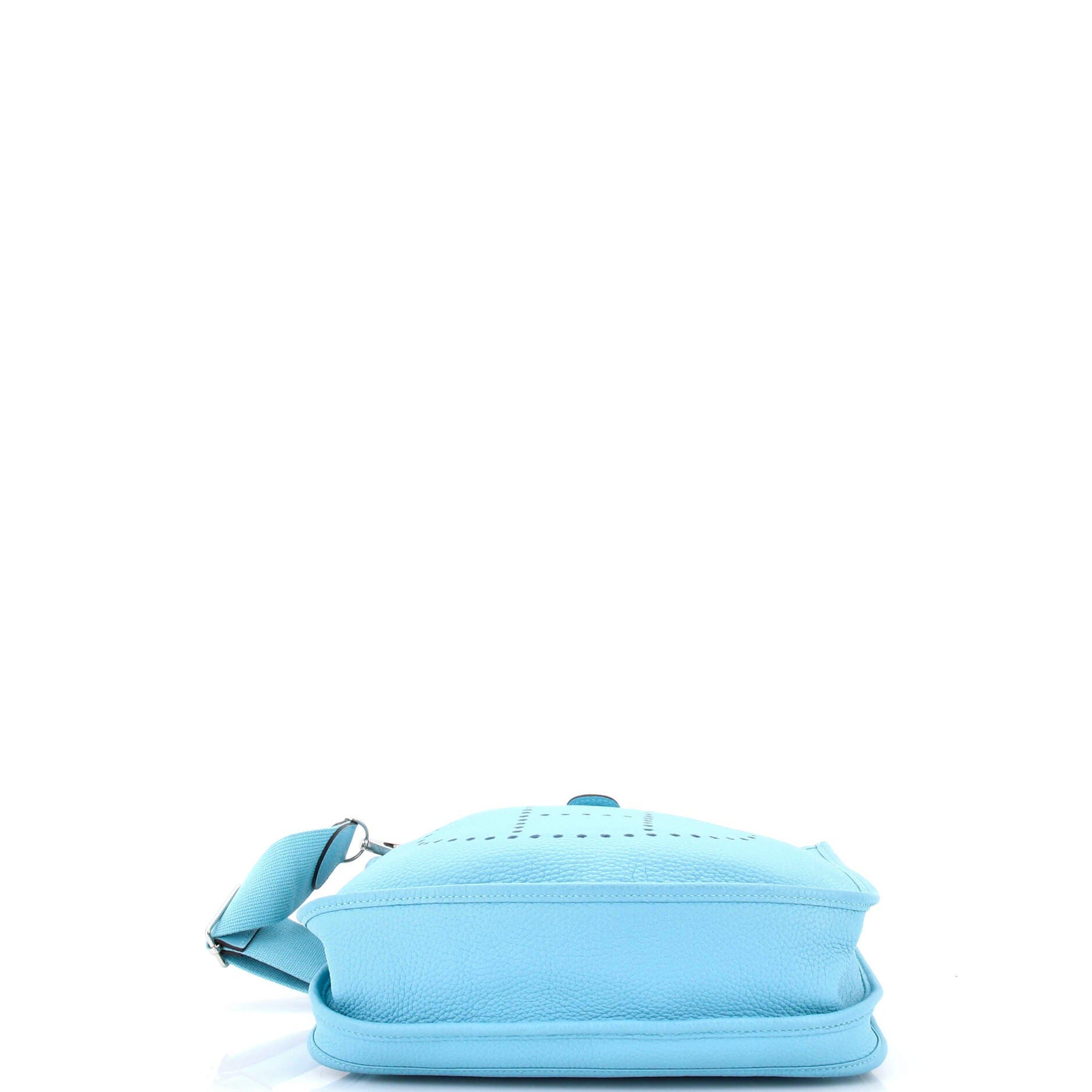 Pre-Owned Hermes Evelyne Bag Gen III Clemence PM, Alternate, color, Bleu Atoll