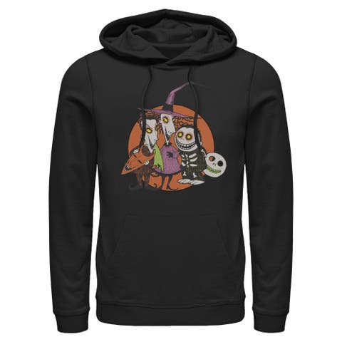 Mens The Nightmare Before Christmas Halloween Lock Shock and Barrel Lightweight Hoodie