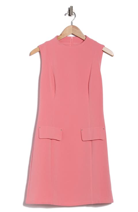 Mock Neck Extender Shoulder Pocket A-Line Dress