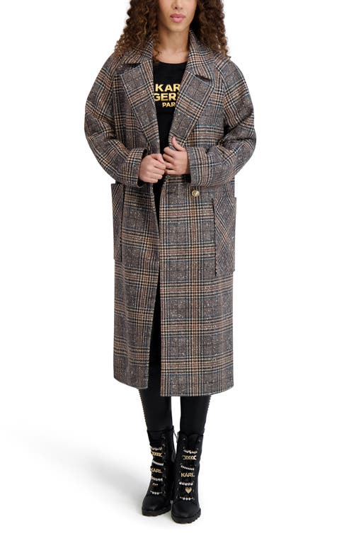 Karl Lagerfeld Paris Longline Wool Blend Coat In Gray