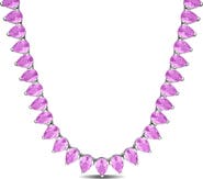 Julianna B. Lab-Created Pink Sapphire Tennis Necklace