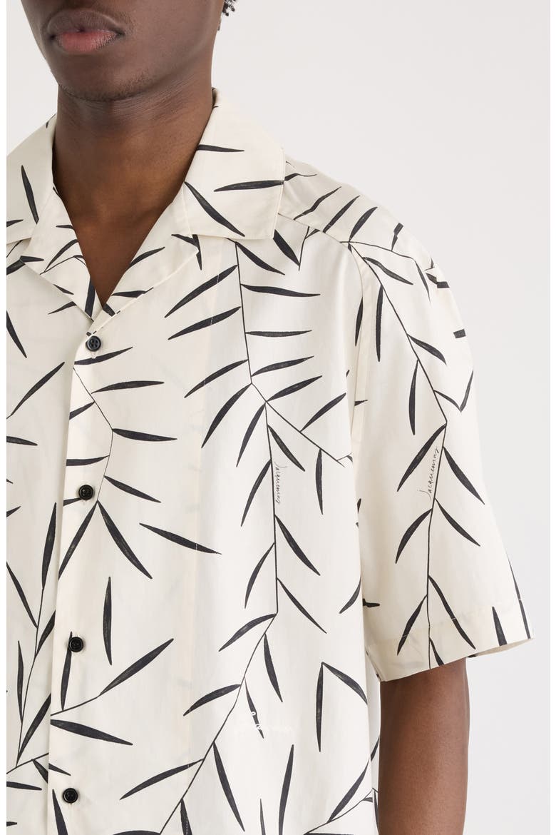 La Chemise Fonccio Foliage Print Camp Shirt, Alternate, color, PRINT FOLIAGE OFF WHITE/ B
