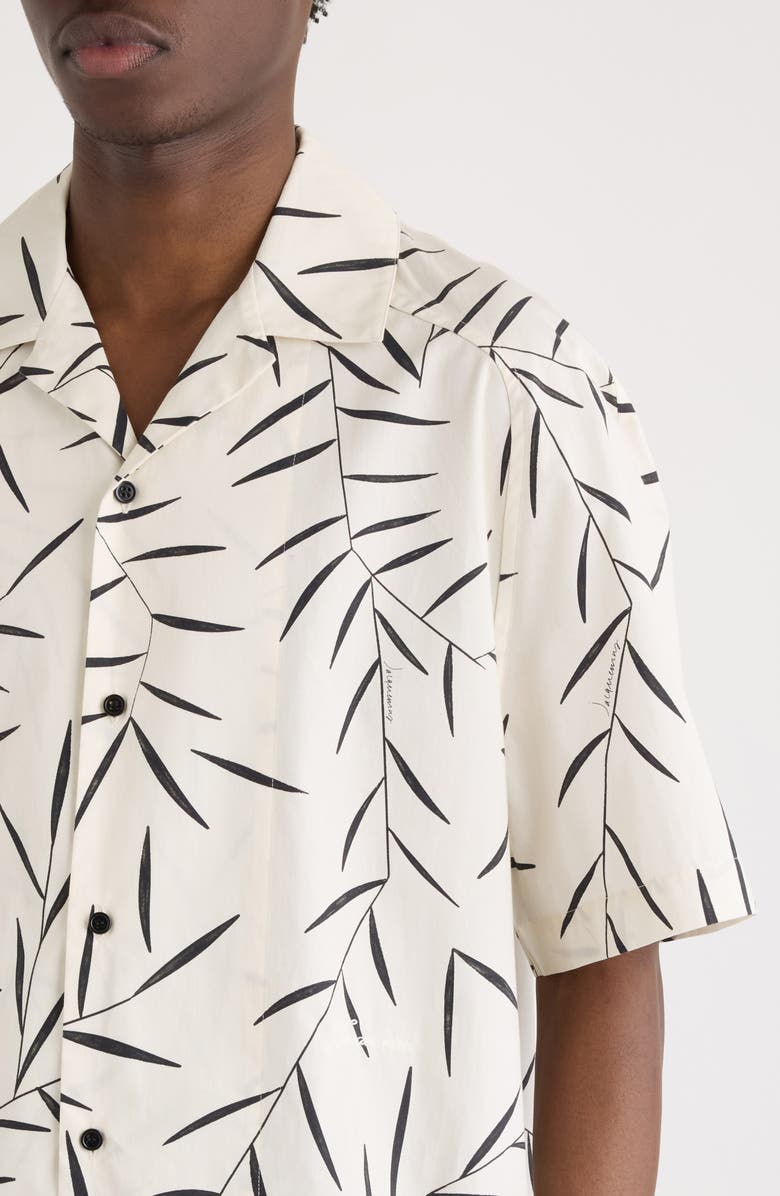 Jacquemus La Chemise Fonccio Foliage Print Camp Shirt, Alternate, color, Print Foliage Off White/ B
