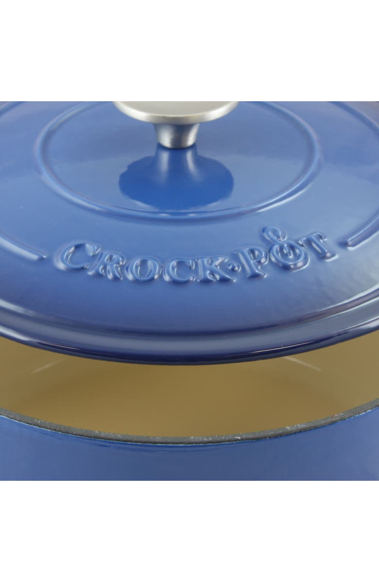 Crock-pot 5 Quart Round Enameled Cast Iron Dutch Oven, Alternate, color, Blue