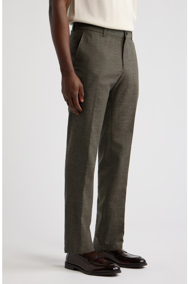 Genius Slim Fit Wool and Linen Trousers, Alternate, color, MEDIUM GREEN