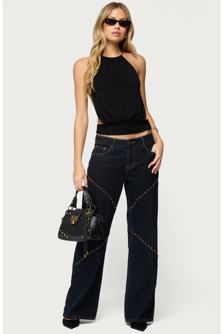 Damarey Chain Backless Halter, Alternate, color, BLACK