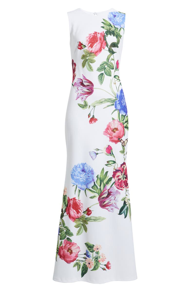 Vince Camuto Floral Sleeveless Mermaid Gown, Alternate, color, Ivory Multi