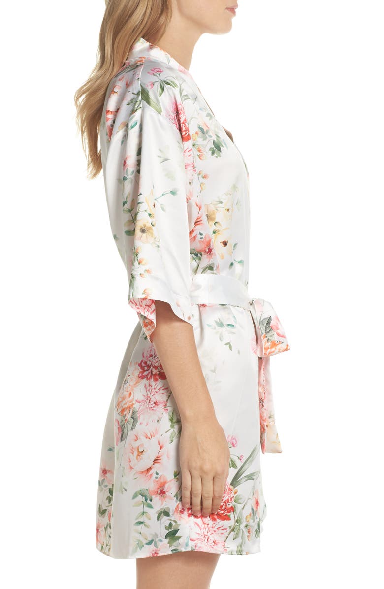 Flora Nikrooz Renata Short Satin Robe, Alternate, color,