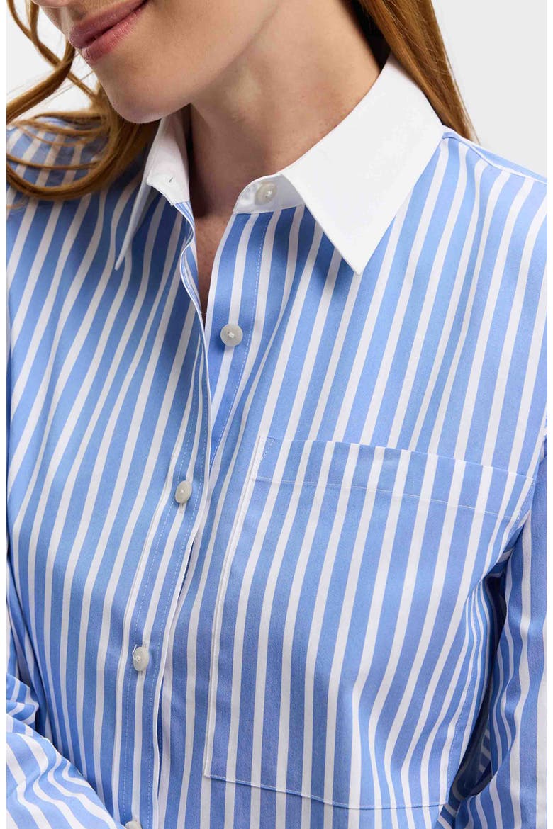 Marina Stripe Cotton Button-Up Shirt, Alternate, color, PERIWINKLE