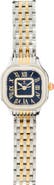 MICHELE Mini Meggie Noir Diamond Two-Tone Bracelet Watch, 23mm x 25mm