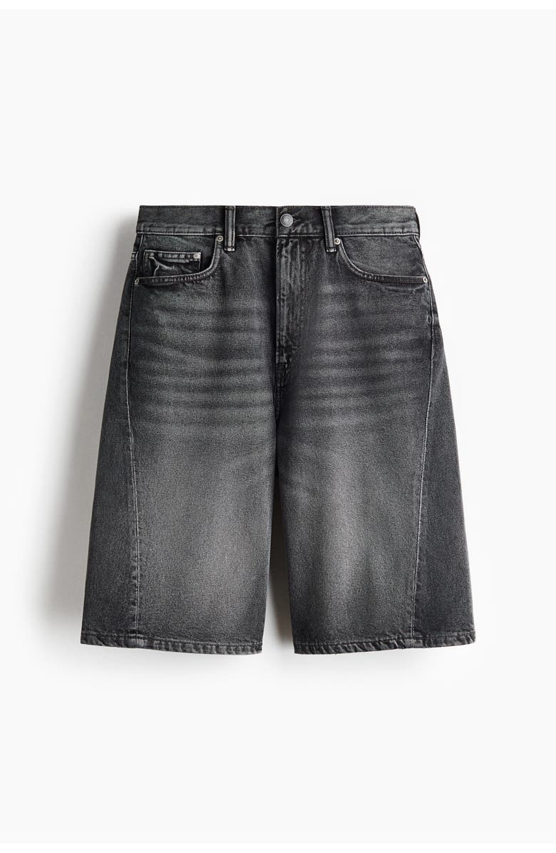 H&M Baggy Twist-detail Denim Shorts, Main, color, Dark Denim Gray