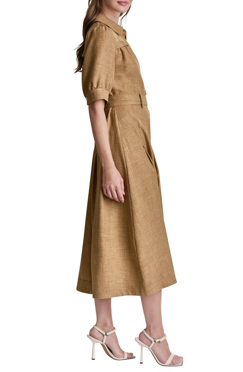 DKNY Mélange Belted Shirtdress, Alternate, color, Truffle