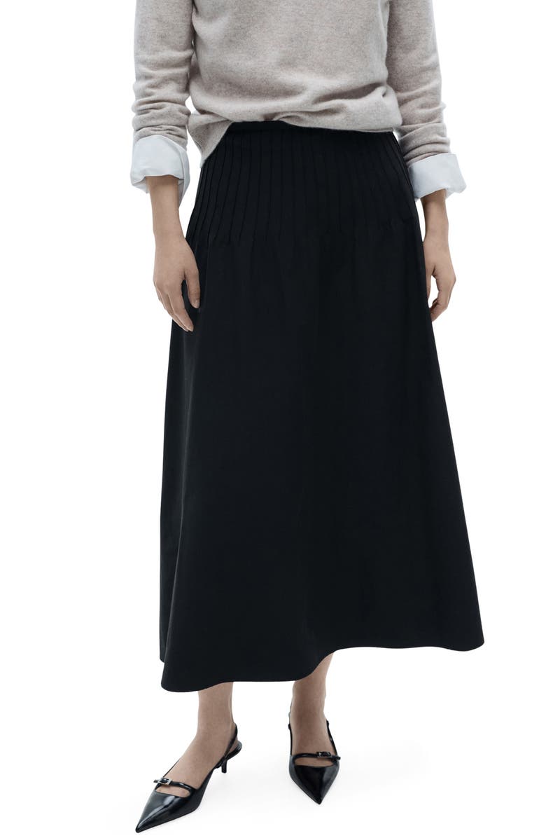 MANGO Pleated Detail Flared Skirt, Main, color,