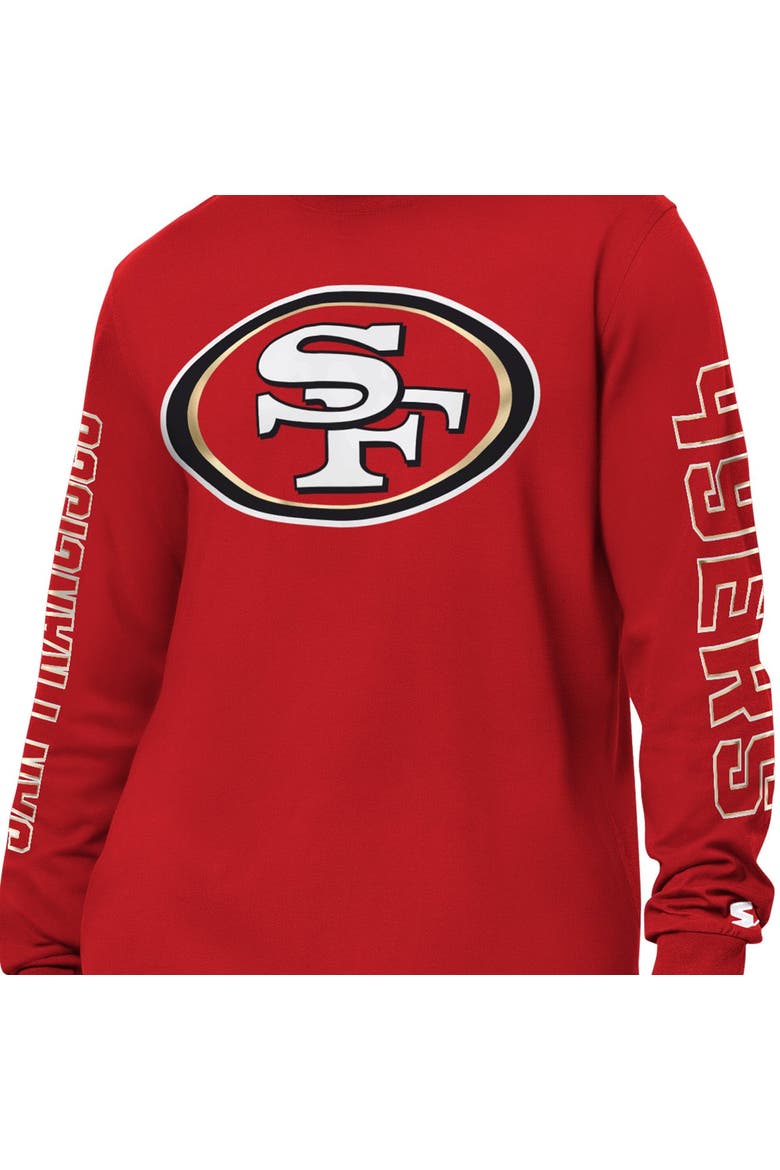 Men's Starter Scarlet San Francisco 49ers Clutch Hit II Long-Sleeve T-Shirt, Alternate, color, Scarlet