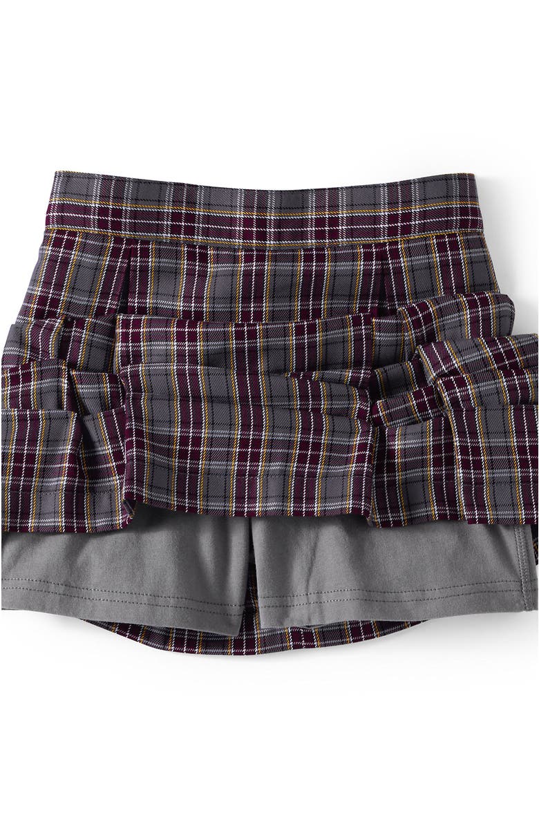Lands' End Girls Top of Knee Plaid Skort, Alternate, color, Plaid Gray Heather/Maroon