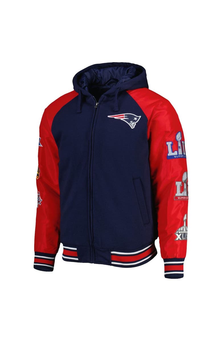 G-III SPORTS BY CARL BANKS Men's G-III Sports by Carl Banks Navy New England Patriots Defender Raglan Full-Zip Hoodie Varsity Jacket, Alternate, color,