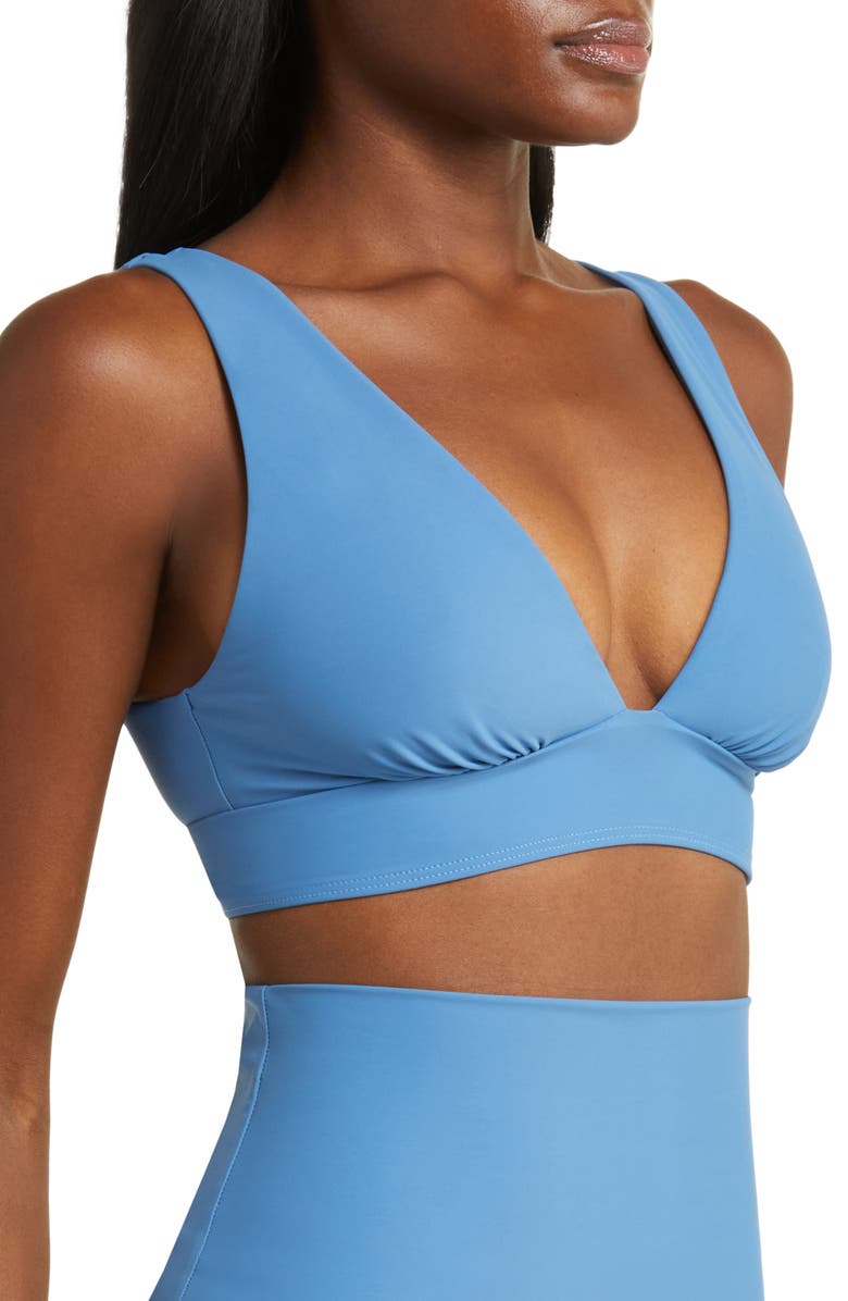 BONDI BORN Amelia Longline Bikini Top, Alternate, color, Delft Blue