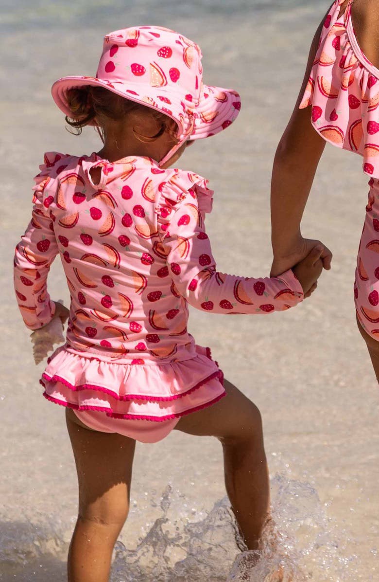 Snapper Rock Kids' Berry Sweet Long Sleeve Two-Piece Rashguard Swimsuit, Alternate, color, Pink
