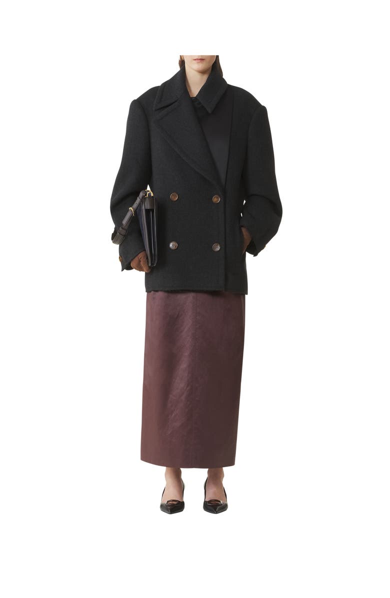 Lanvin Wool Peacoat, Alternate, color, Anthracite