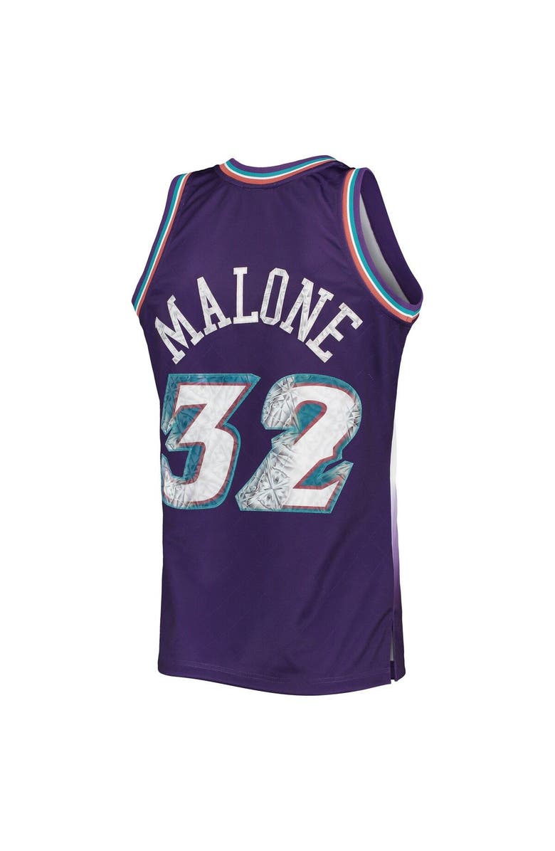 Mitchell & Ness Men's Mitchell & Ness Karl Malone Purple Utah Jazz 1996/97 Hardwood Classics NBA 75th Anniversary Diamond Swingman Jersey, Alternate, color, 
