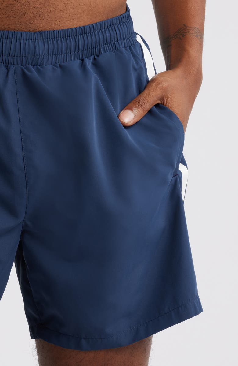 BOSS Dolphin Nos Logo Swim Trunks, Alternate, color, Navy