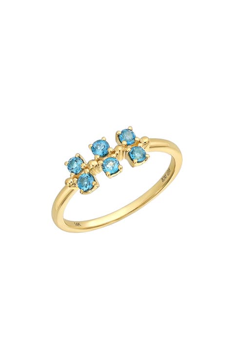 14K Gold Semiprecious Stone Stackable Ring