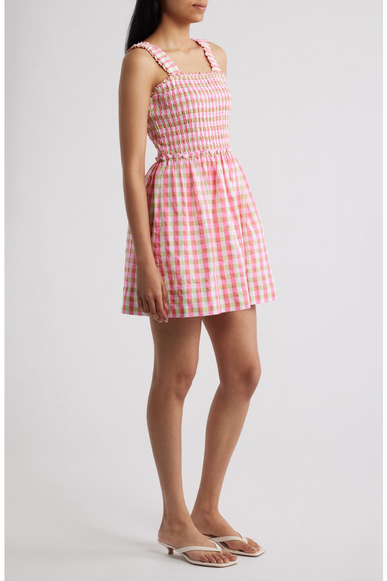 Hadly Check Print Skirted Romper, Alternate, color, CHERRY BLOSSOM PINK
