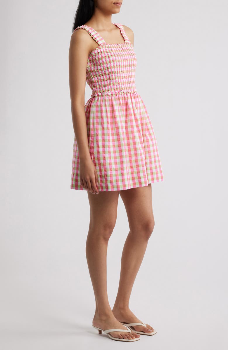 Lilly Pulitzer<sup>®</sup> Hadly Check Print Skirted Romper, Alternate, color, Cherry Blossom Pink