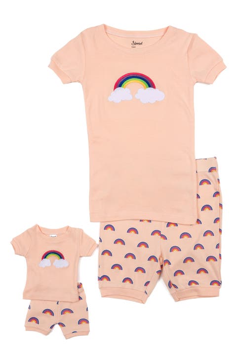 Girls Matching Doll Short Printed Cotton Pajamas