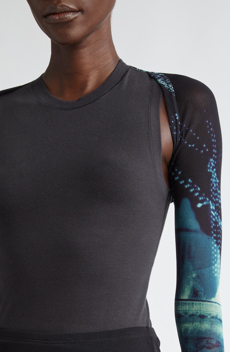 Jean Paul Gaultier Pigalle Print Mesh Shrug, Alternate, color, 