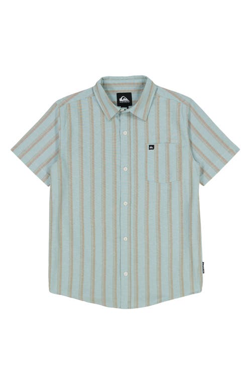 Quiksilver Kids' Oxford Classics Short Sleeve Cotton Button-up Shirt In Green