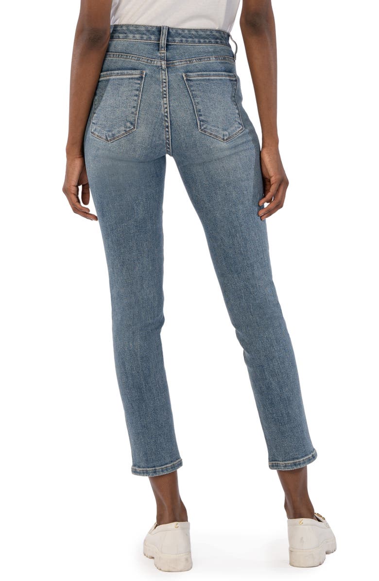 KUT from the Kloth Reese Fab Ab Rhinestone High Waist Ankle Slim Straight Leg Jeans, Alternate, color, 
