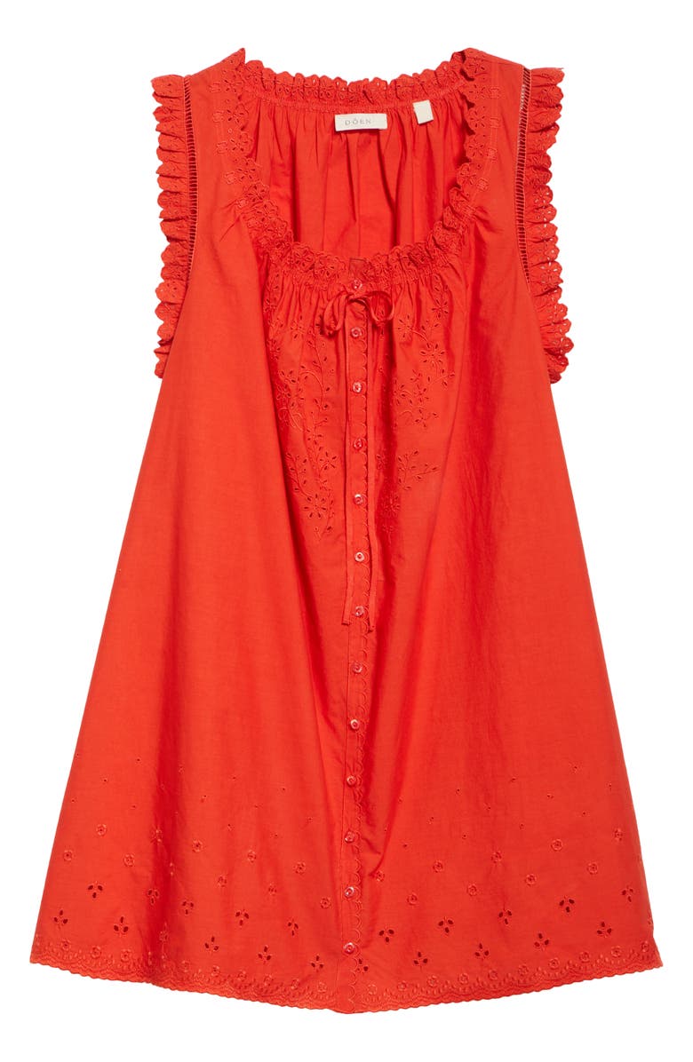 DÔEN Nessie Eyelet Organic Cotton Shift Minidress, Alternate, color, Red Zinnia