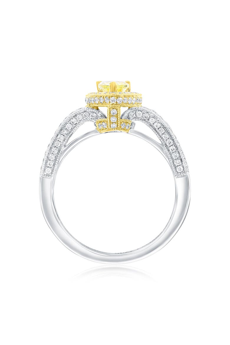 18K White & Yellow Gold 0.61ct GIA-Certified Yellow Diamond & 0.67cttw Diamond Ring, Alternate, color, Yellow