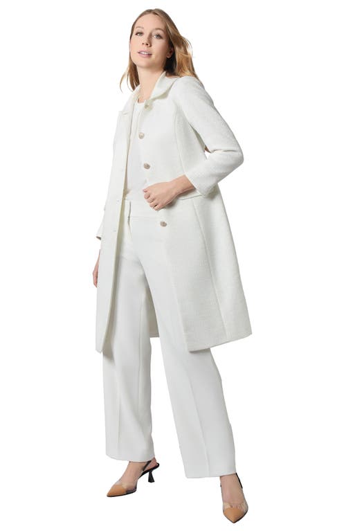 Kasper Longline Tweed Coat In Lily White Multi