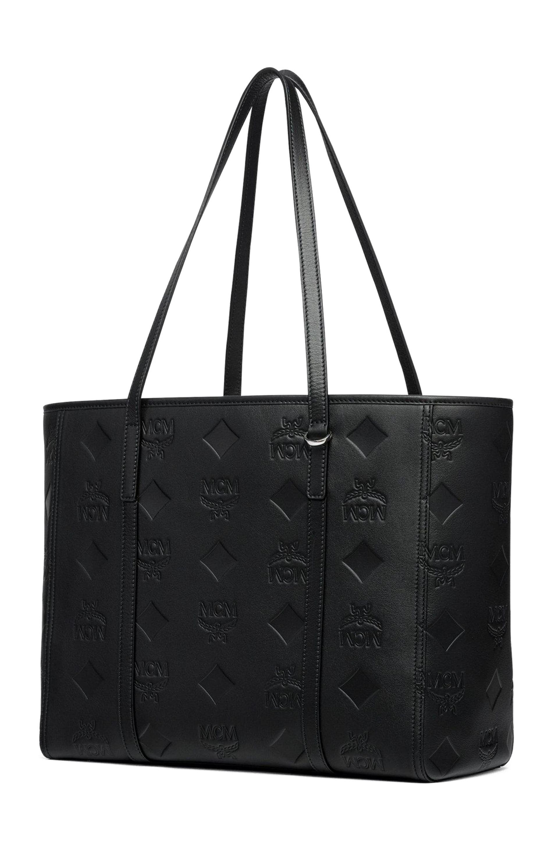 MCM Medium Toni Top-Zip Shopper in Maxi Monogram Leather, Alternate, color, Black