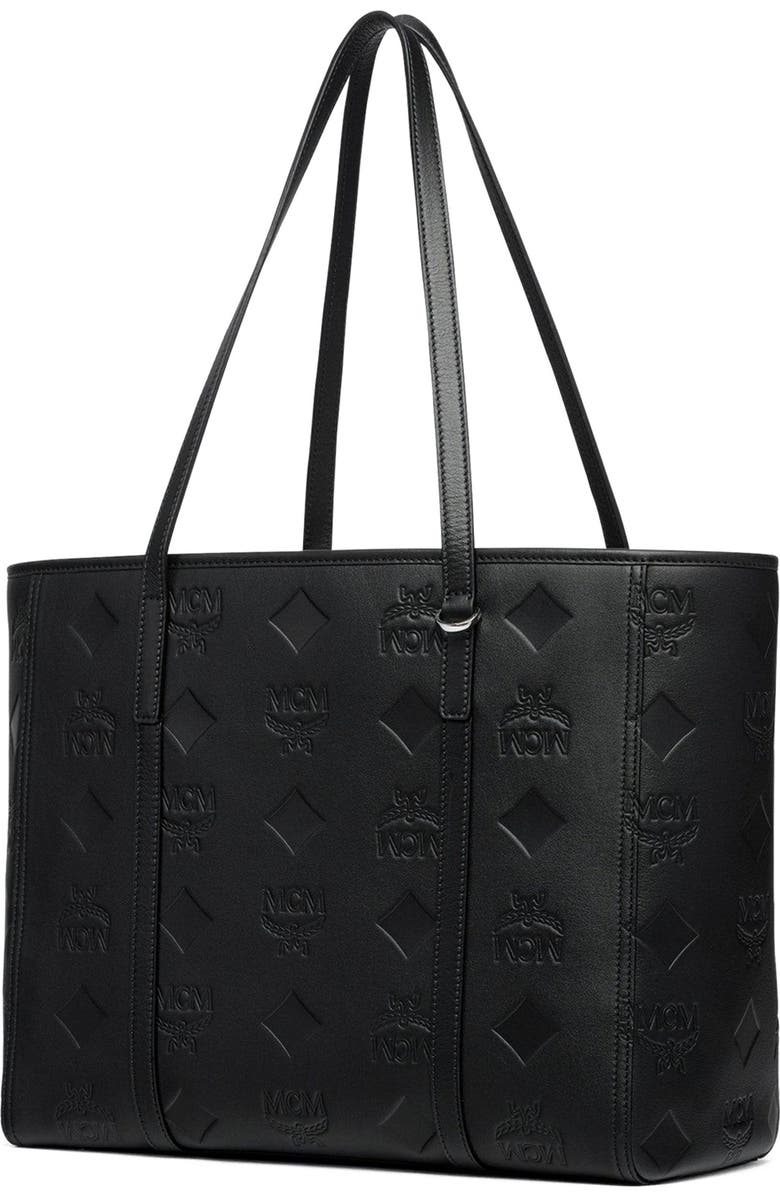 MCM Medium Toni Top-Zip Shopper in Maxi Monogram Leather, Alternate, color, Black