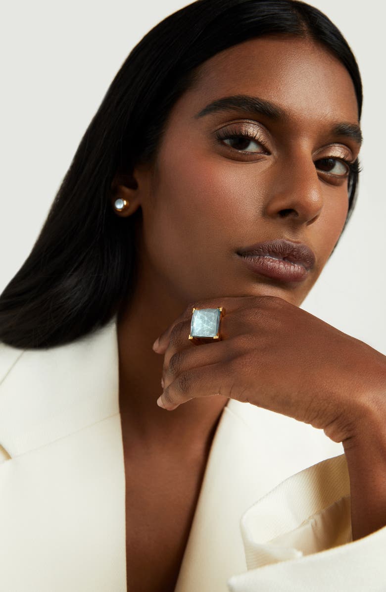 Dean Davidson Plaza Mother-of-Pearl Doublet Cocktail Ring, Alternate, color, Iridescent Sky Blue/ Gold