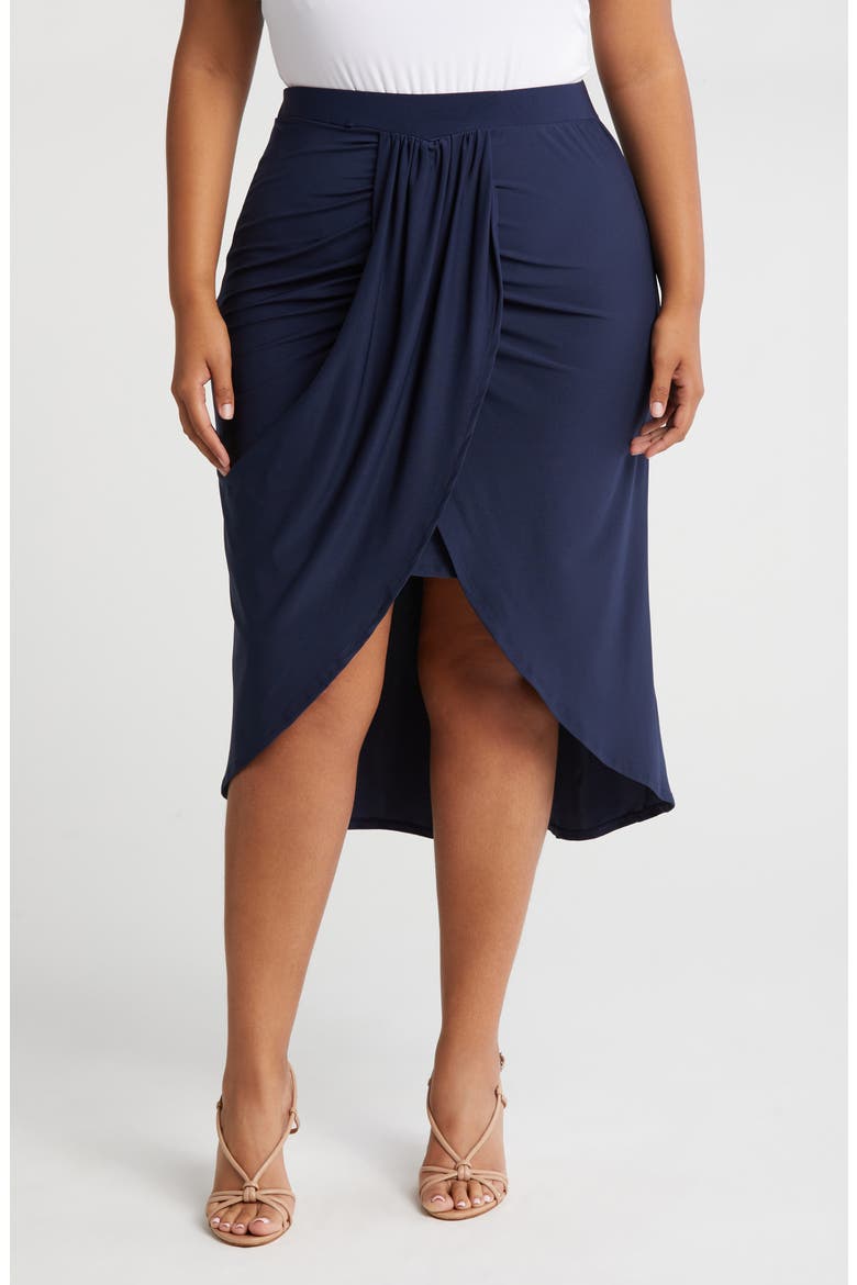 Draped Wrap Skirt, Main, color, NAVY